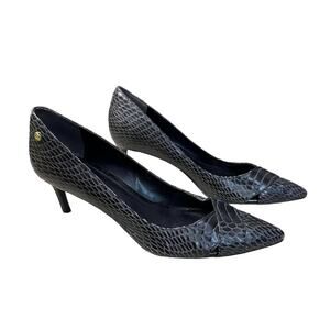 Calvin Klein Size Tasha Women's Black Snakeskin Pointed Toe Pump Heels 8.5